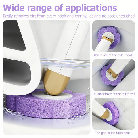 Disposable Toilet Brush with 60 Replacement Heads and Holder, Purple