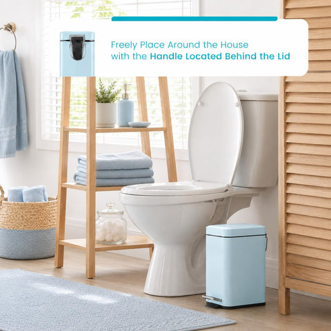 Home Zone Living 1.3 Gallon Bathroom Trash Can with a Lid, Stainless Steel Wastebasket with Slim Shape and Step Pedal for Home and Office
