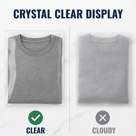 Clear Transparent Self Seal Garment Clothes Bags 9" x 12", 100 Bags