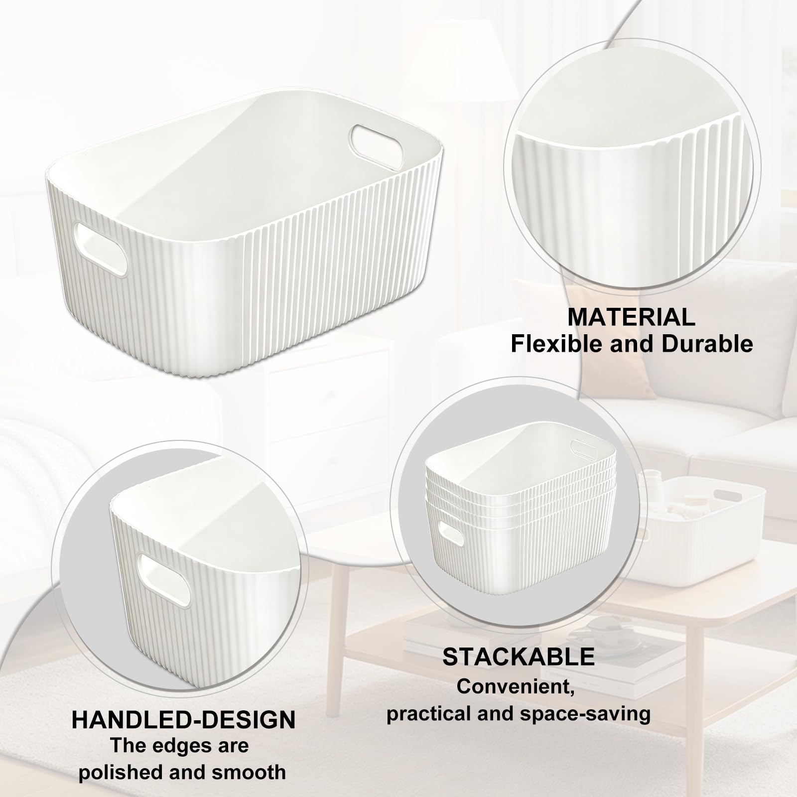 GAOHAN 12PCS Plastic Storage Boxes with Handles,Large Storage Baskets Set