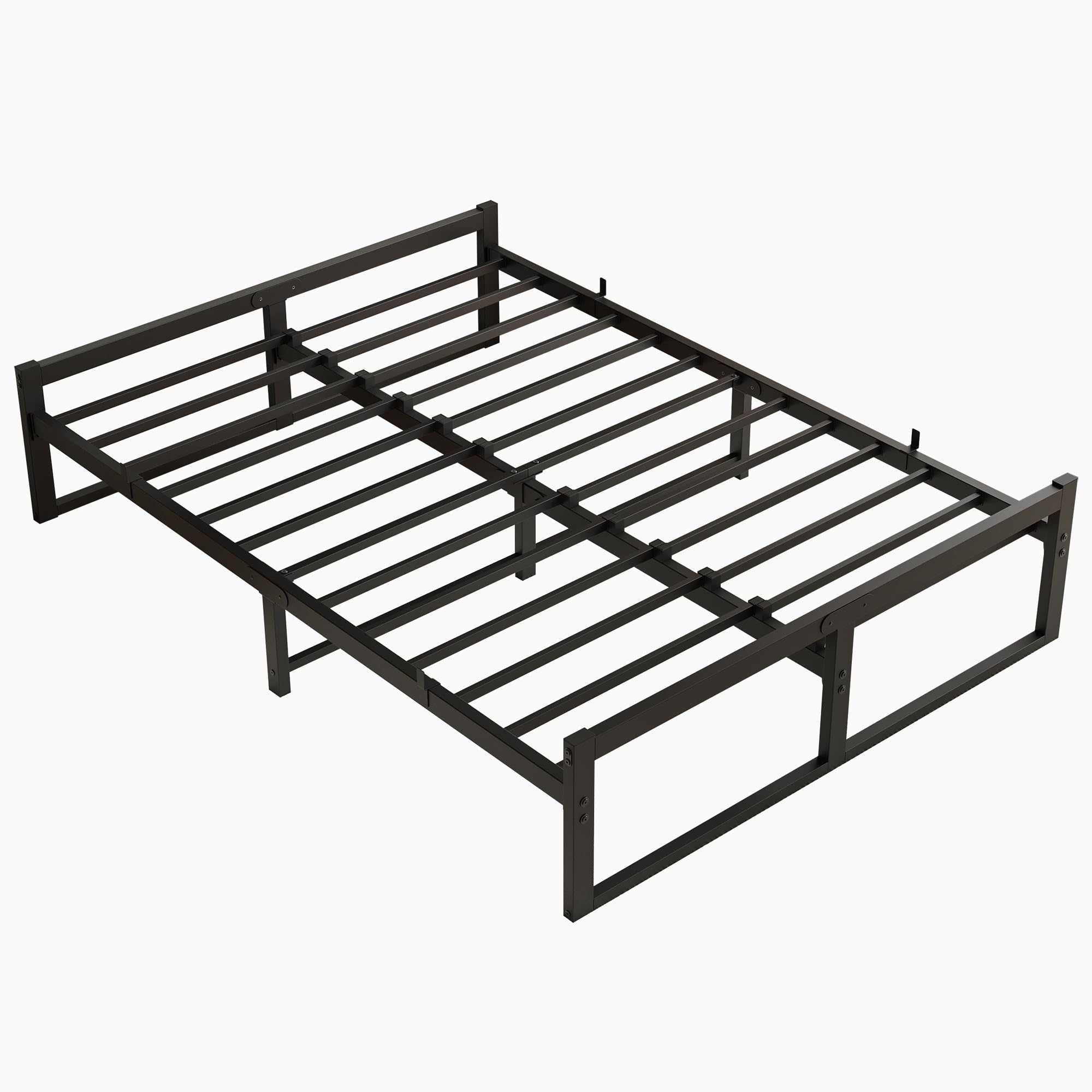 VECOCHO Bed 140 x 200, Bed Frame 140 x 200 cm with Metal Slatted Frame, Black