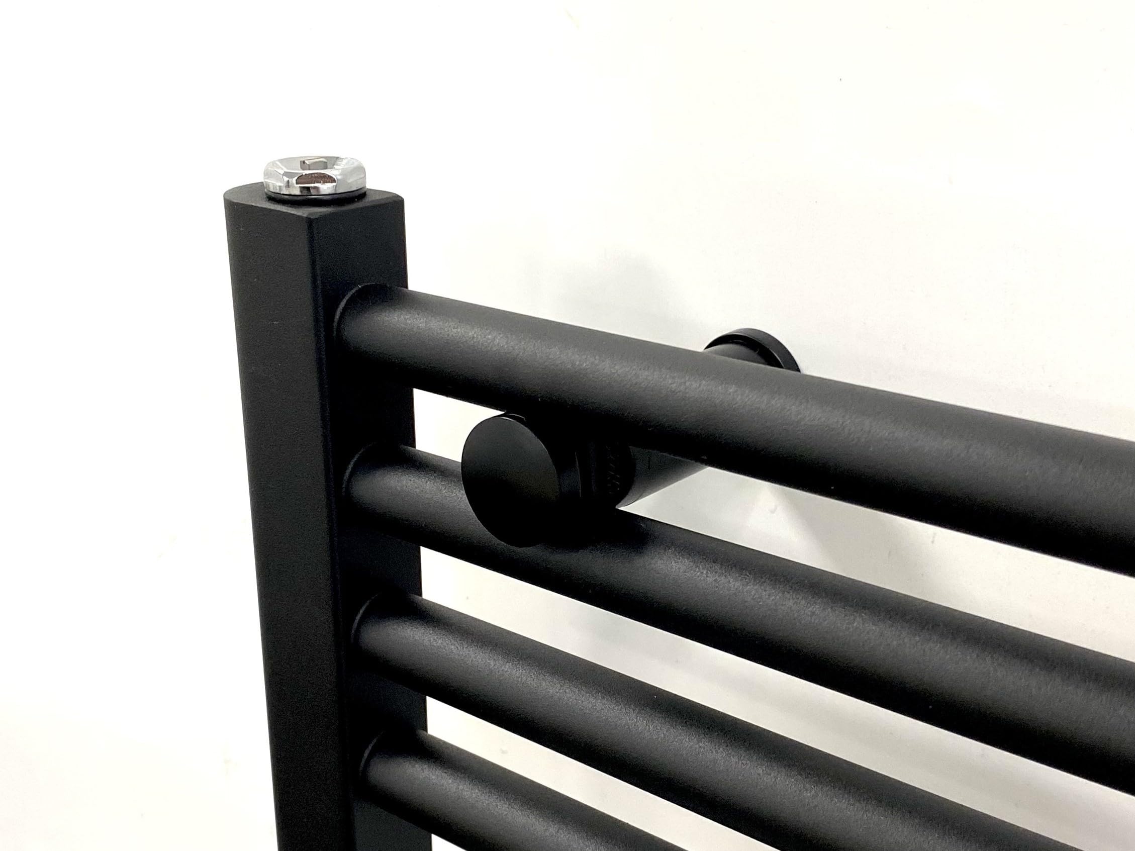 Greened House Electric WiFi Heated Towel Rail Black 500mm W x 800mm H) Smart Flat 7 Day Programmable Timer App Compatibility (EU)