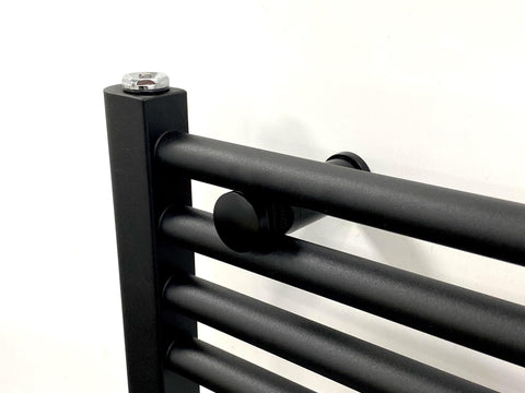 Greened House Electric WiFi Heated Towel Rail Black 500mm W x 800mm H) Smart Flat 7 Day Programmable Timer App Compatibility (EU)
