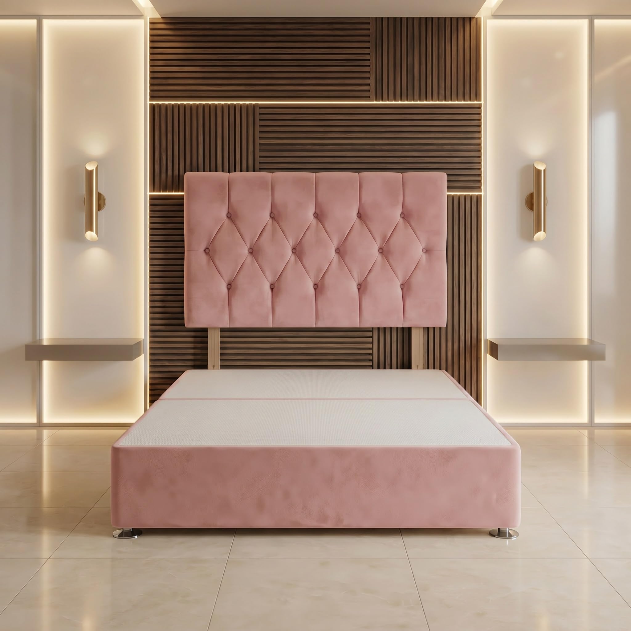 Bed Centre Ziggy Plush Small Single Divan Base 30" Headboard, Pink, 0 Draw