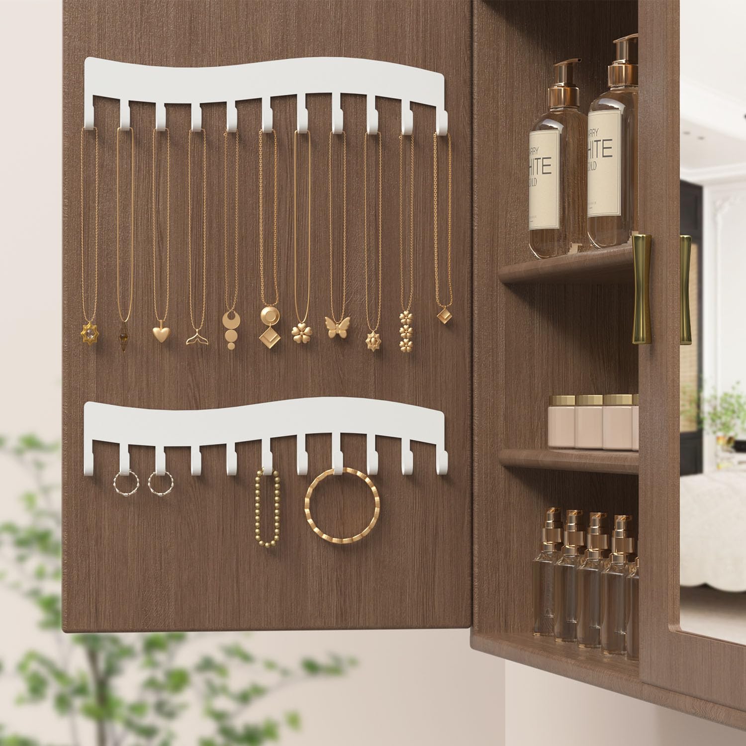 Josmimic Necklace Holder Wall Organizer (White)