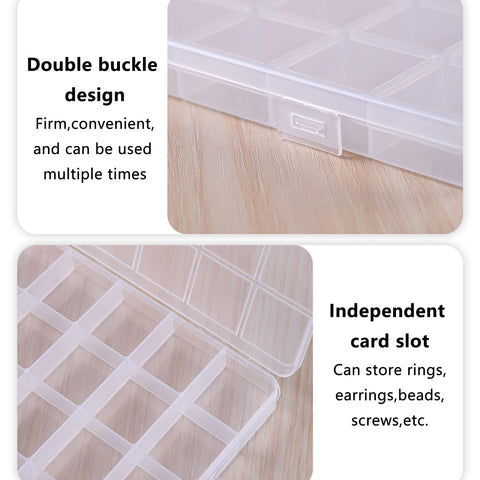 HAOBIN 28 Compartment Storage Box, Transparent Plastic, 22*13*2cm, Sturdy & Lockable, Ideal for Small Items & Accessories Organization