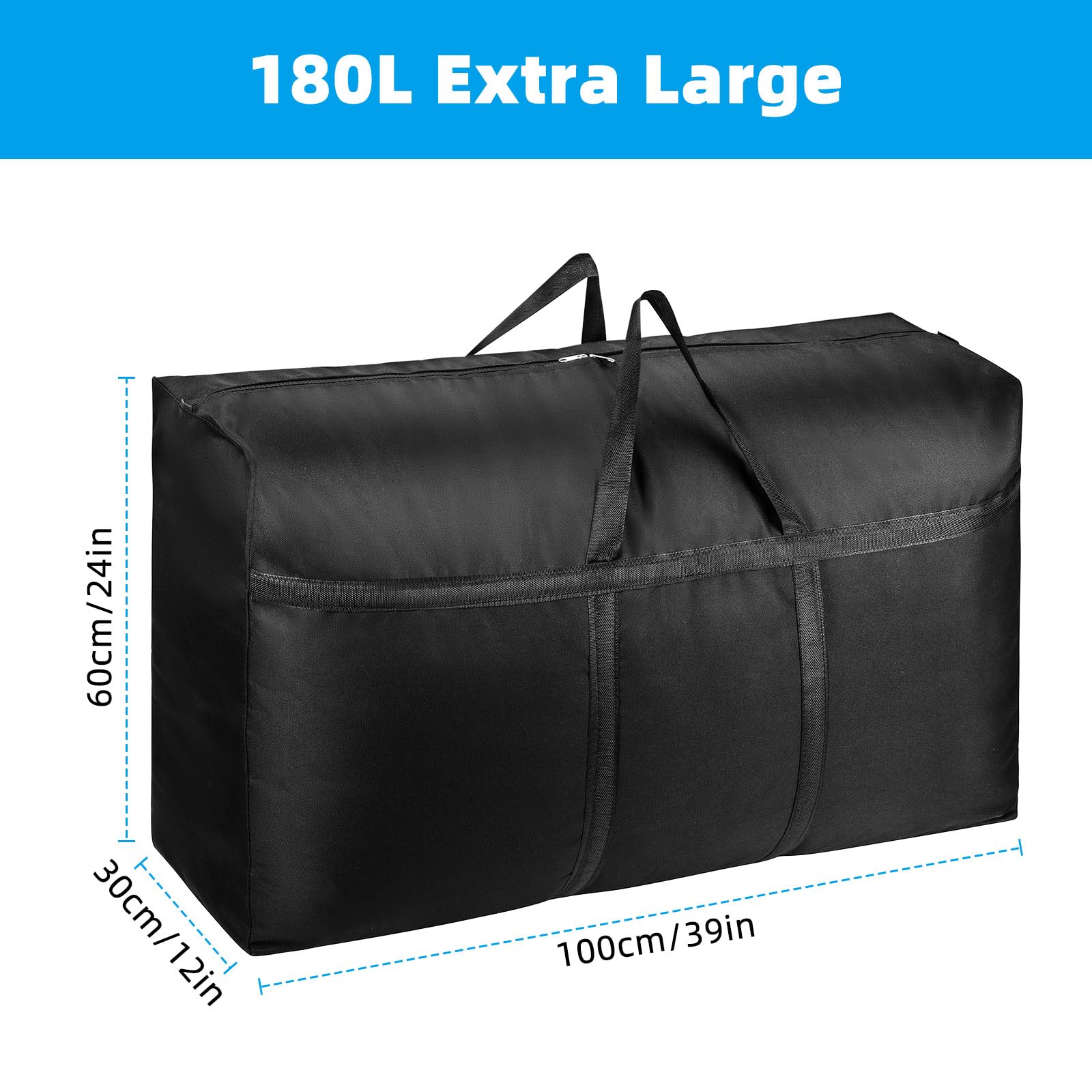 Alowor 4 Pack 180L Extra Large Heavy Duty Storage Boxes with Lids for Moving House Big Clothes Storage Bags Boxes with Zipper Handles Strong 600D