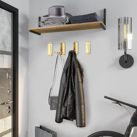 SYZOW Folding Coat Hooks, 4PCS Black Wall Hooks for Hanging Coats Bathroom Towel Hooks Hardware Heavy Duty Robe Hooks Wall Mounted DIY Coat Rack