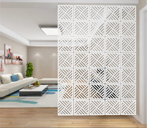12Pcs/Set White Hanging Room Divider Screens DIY Panel Screens Partition Wall Dividers Room Decorative With All Accessories 29 x 29 cm (M3)