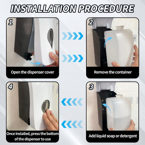 1000ML Soap Dispenser, Wall Mounted Liquid Soap Dispenser, Manual Gel Liquid Shampoo Detergent Container for Bathroom Kitchen Hotel School Office USE