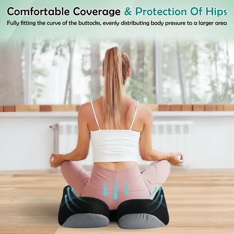 Memory Foam Seat Cushion for Long Sitting, Ergonomic Tailbone Coccyx Pain Relief, Orthopedic Viscoelastic Pad with Washable Non Slip Cover