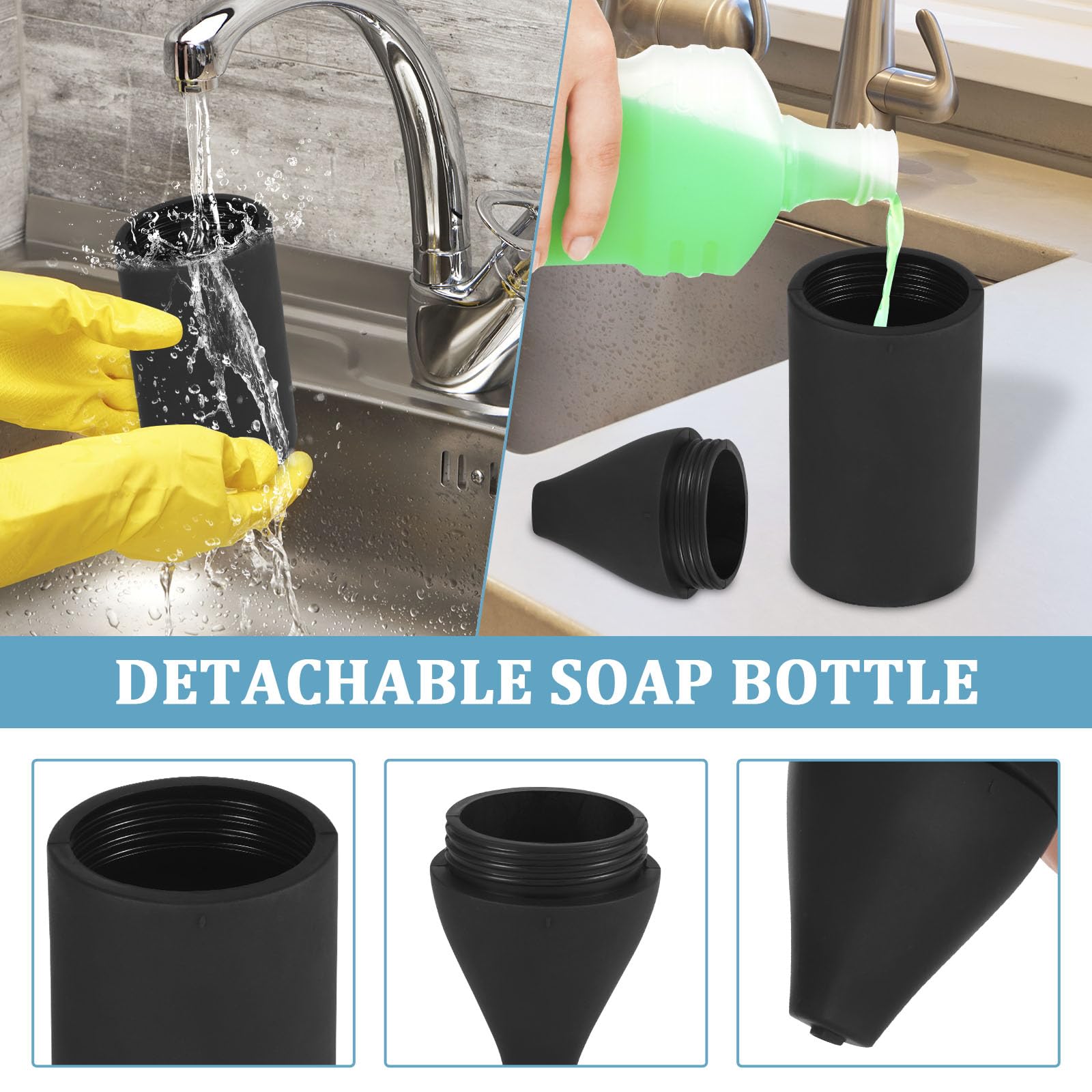 200ml Silicone Dish Soap Dispenser, Refillable Squeeze Bottle for Kitchen