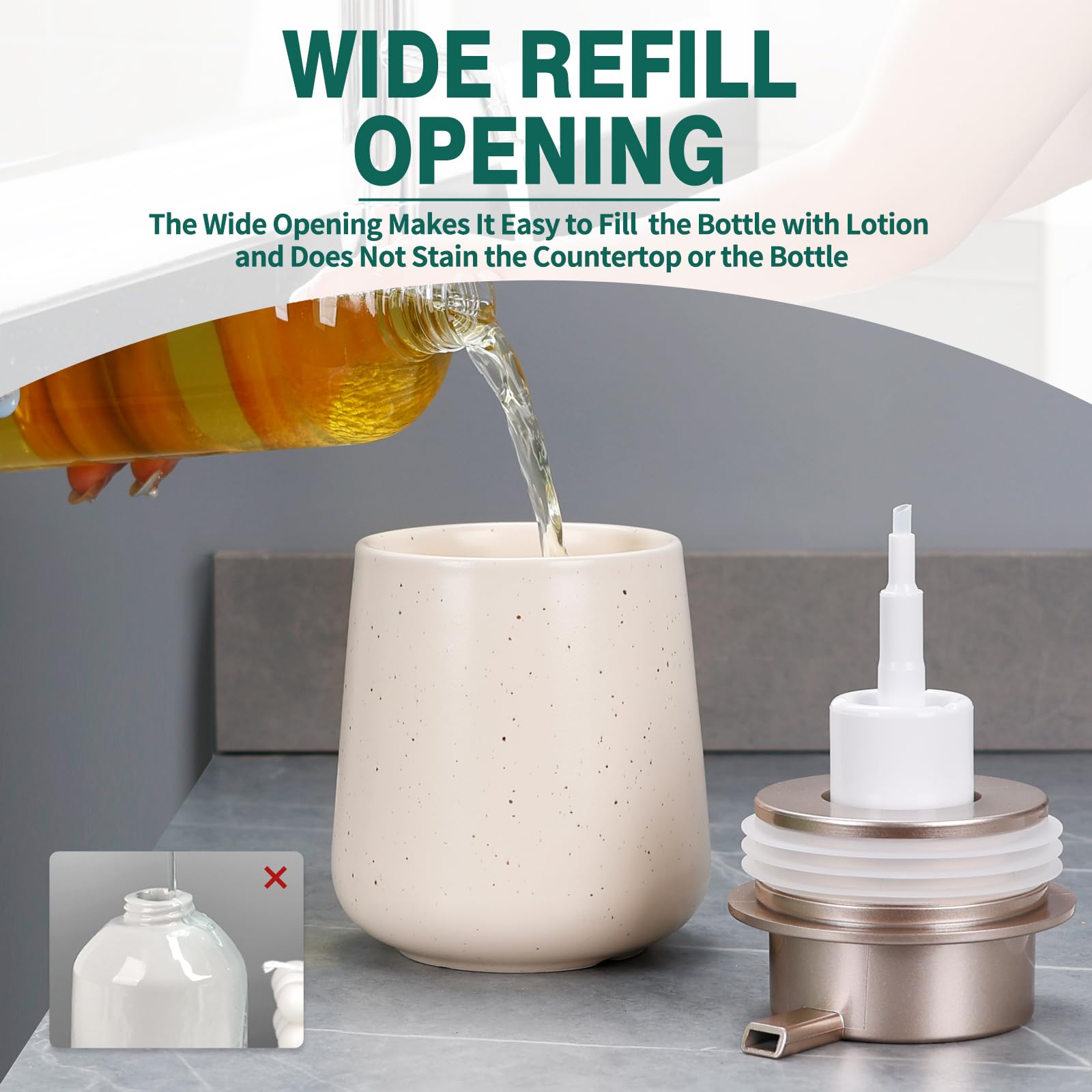 Bosilunlife Hand Soap Dispenser - 12Oz Ceramic Soap Dispenser