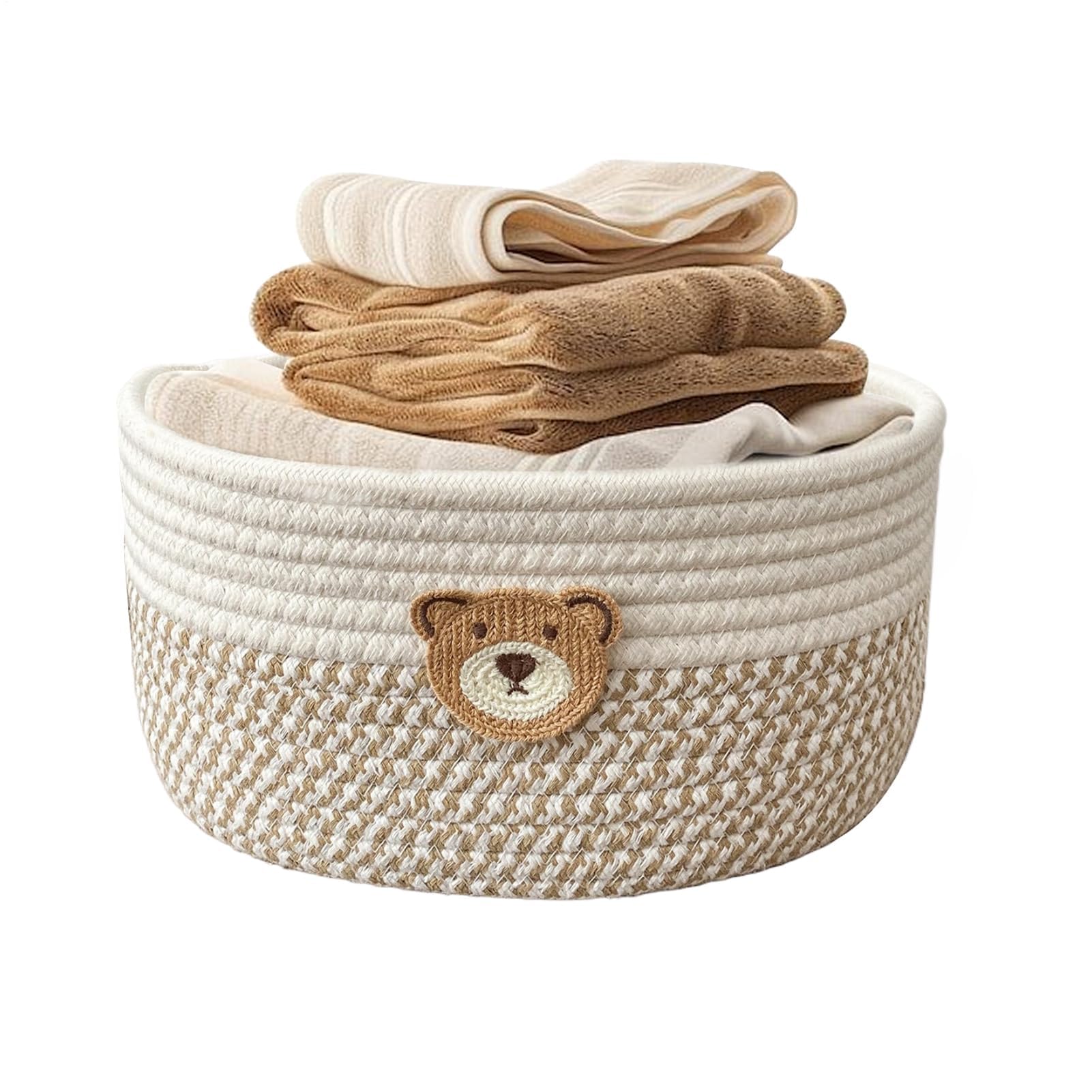 GOUHIDAMAI Rope Basket | Small Basket for Organizing | Decorative Box Cotton Organizer Bin for Laundry Room Bedroom Living Space Nursery Nightstands