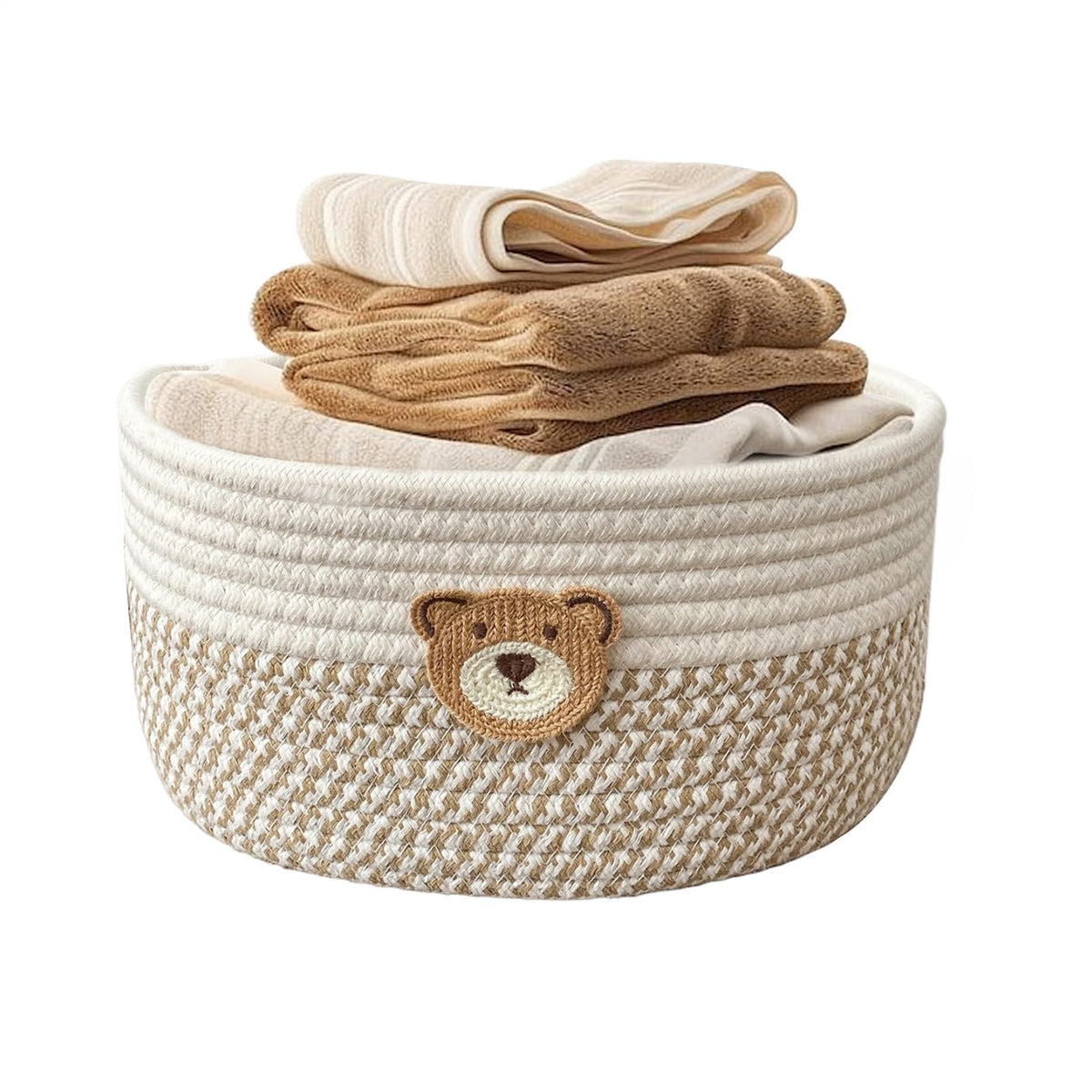 GOUHIDAMAI Rope Basket | Small Basket for Organizing | Decorative Box Cotton Organizer Bin for Laundry Room Bedroom Living Space Nursery Nightstands