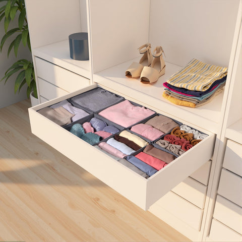 ORLISA 8-Pack Clothes Drawer Organisers, Foldable Wardrobe Storage Organiser, in 2 Sizes with Sturdy Base, Fabric Drawer Dividers for Underwear