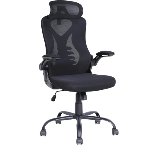 OWAY HOMELIVING Ergonomic Office Chair with Adjustable Lumbar Support & High-Back Mesh Desk Chair 150kg Capacity & 125° Recline & Flip-Up Armrests
