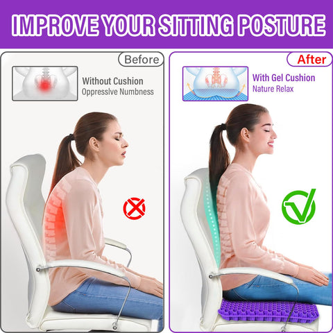 TOGETDREAM Gel Seat Cushion,Soft Sitter Honeycomb Ergonomic Cushion Cool Gel Cushion Large Double Thick Gels Cushions with Cloth Cover Pressure Pain