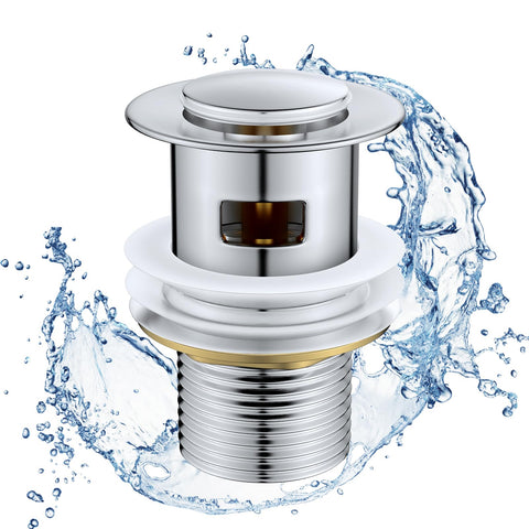 Ainiv Pop Up Sink Plug, Drain Fitting Sink With Overflow, Brass Pop Up Drain Valve for Washbasin Drain Fitting Bathroom Sink with Stainless Steel