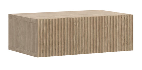 SELSEY Nolie Wall-Mounted Nightstand, Japandi Style Oak Bedside Table, 50 x 35.6 x 17 cm, Matte Finish with ABS Edging, MDF Fronts