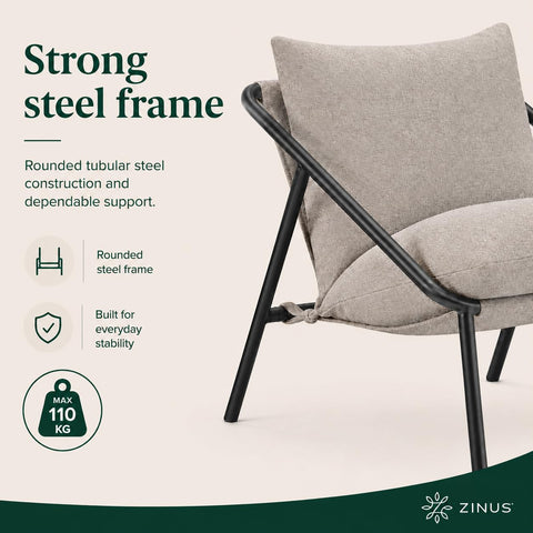 Zinus Ada Sling Accent Armchair, Oatmeal Beige, 78 x 78 x 69 cm