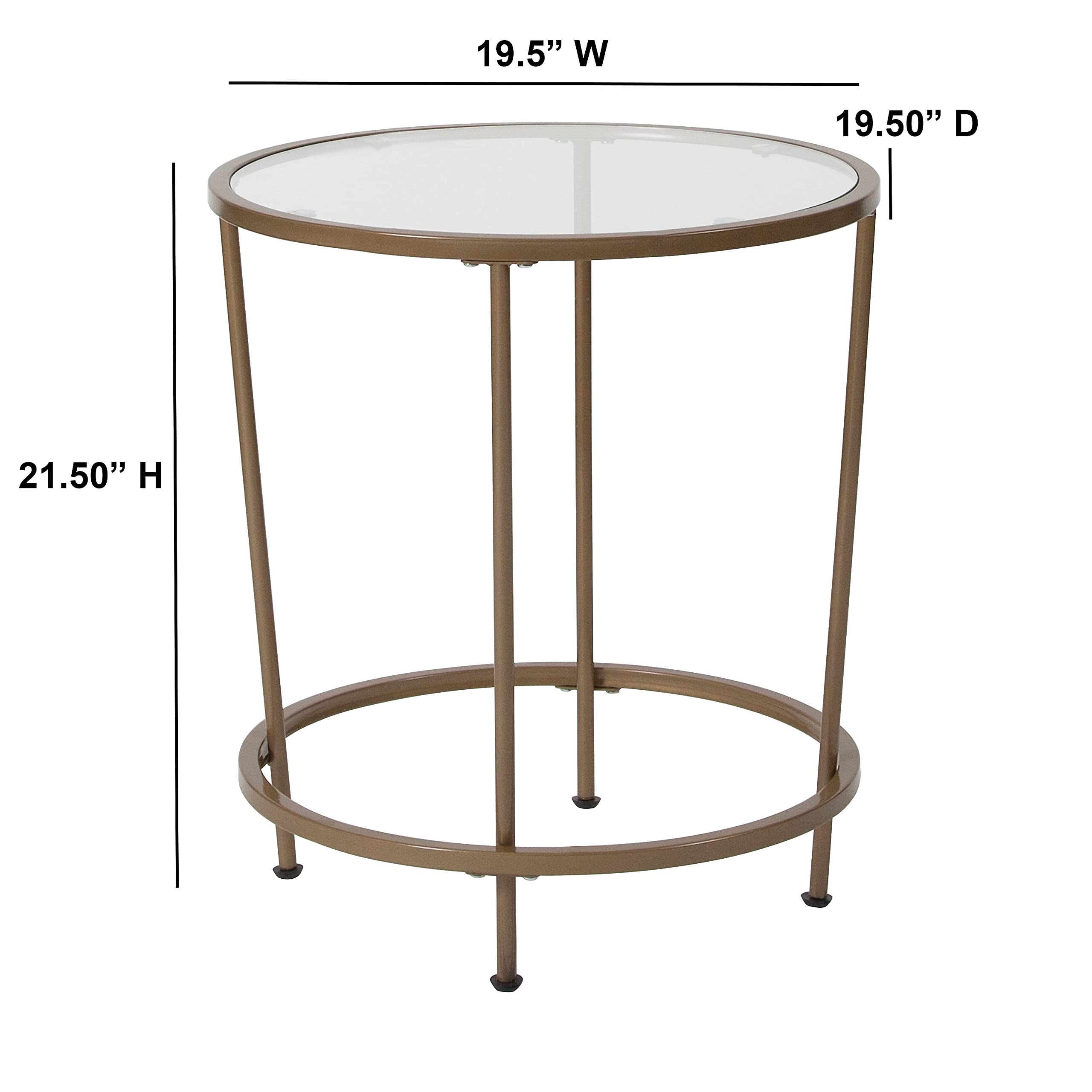 Flash Furniture Astoria Collection Round End Table - Modern Clear Glass End Table - Brushed Gold Frame