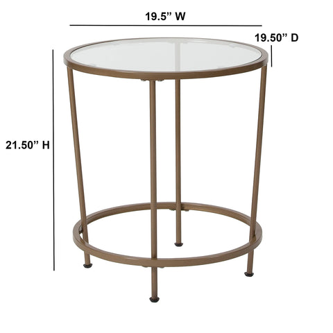 Flash Furniture Astoria Collection Round End Table - Modern Clear Glass End Table - Brushed Gold Frame