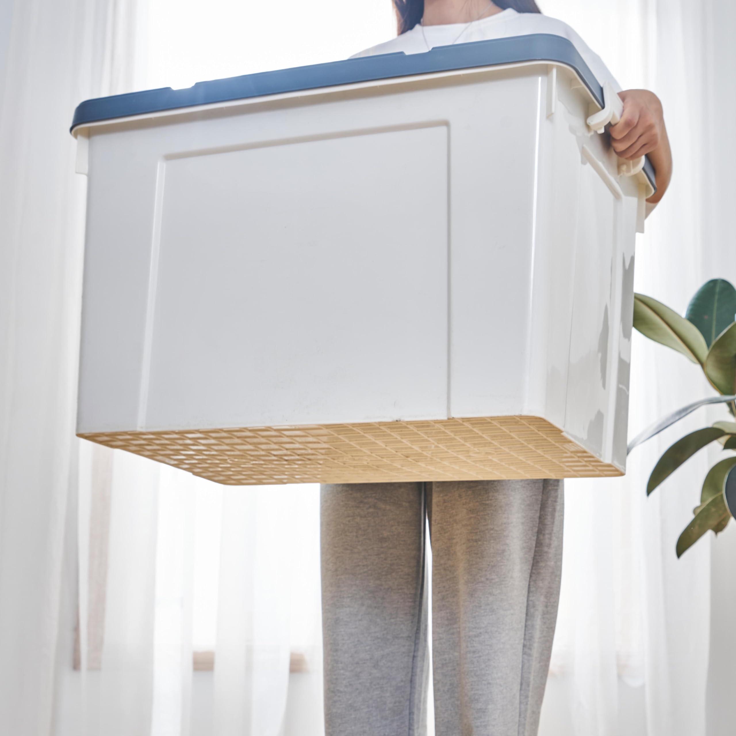 Cetomo 90L*3 Storage Boxes, Carry Plastic Storage Box with Lids, Organizing Container with Handle and Secure Latches