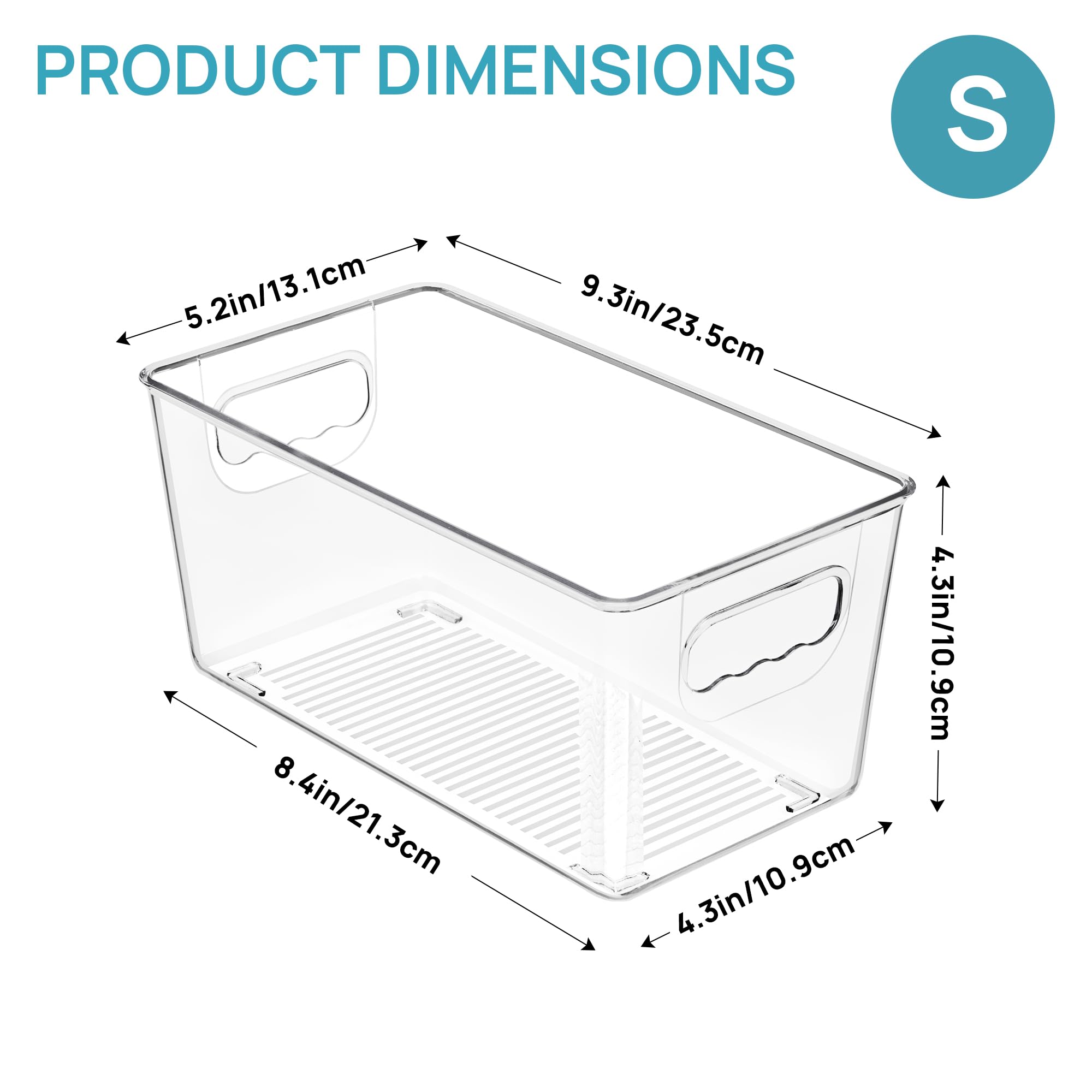 Vtopmart Clear Plastic Pantry Organizer Bins, Cupboard Organizer 6 Pack