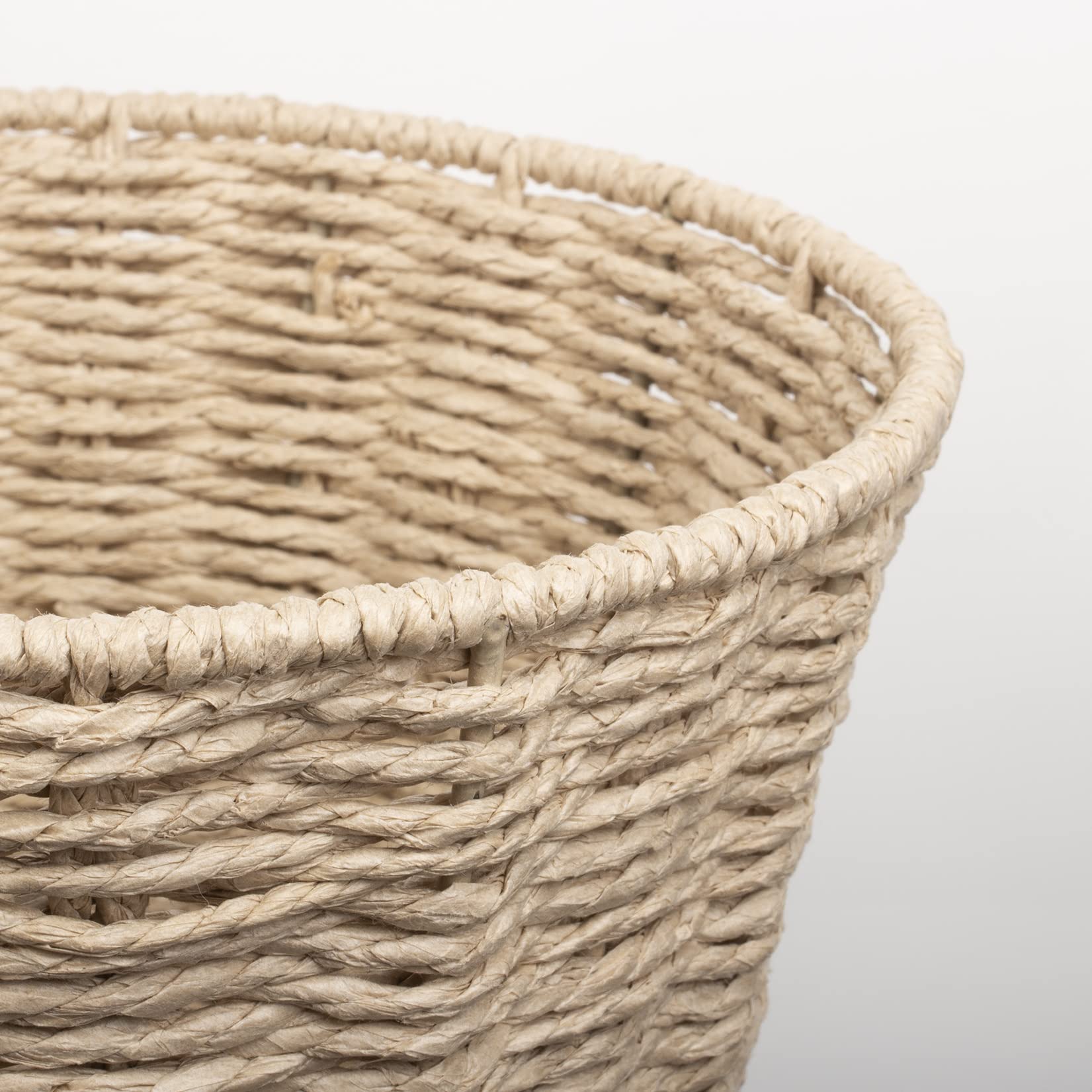 woodluv Round Waste Paper Basket Bin - Rubbish Bin for Bedroom, Bathroom, Offices or Home