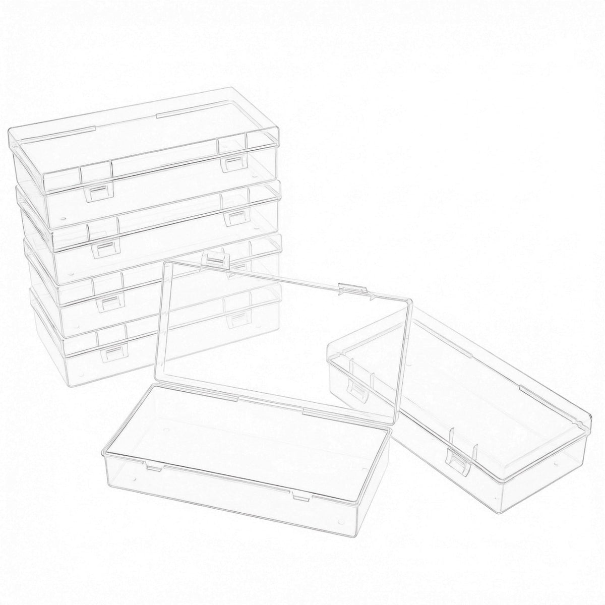 LJY Clear Deep Storage Boxes, 6 Pack, 7.3 x 3.5 x 1.8 in