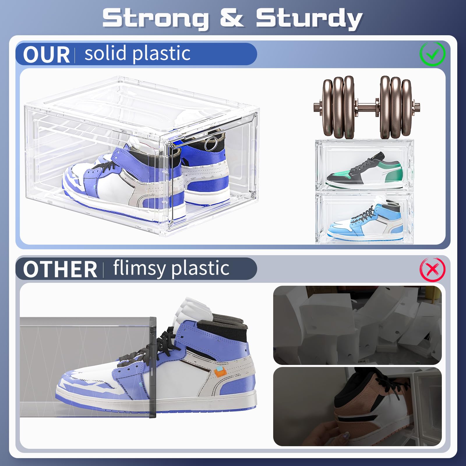 TidyTrove Shoe Storage Box, 6 Pcs Shoe Box Clear Plastic Stackable