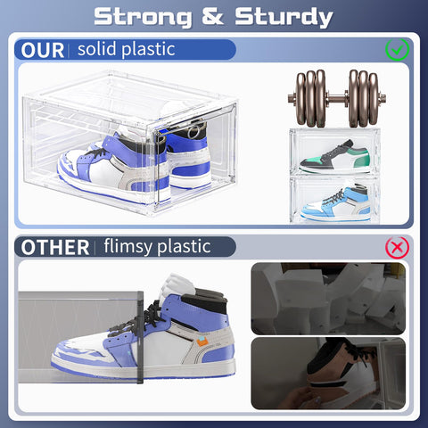TidyTrove Shoe Storage Box, 6 Pcs Shoe Box Clear Plastic Stackable