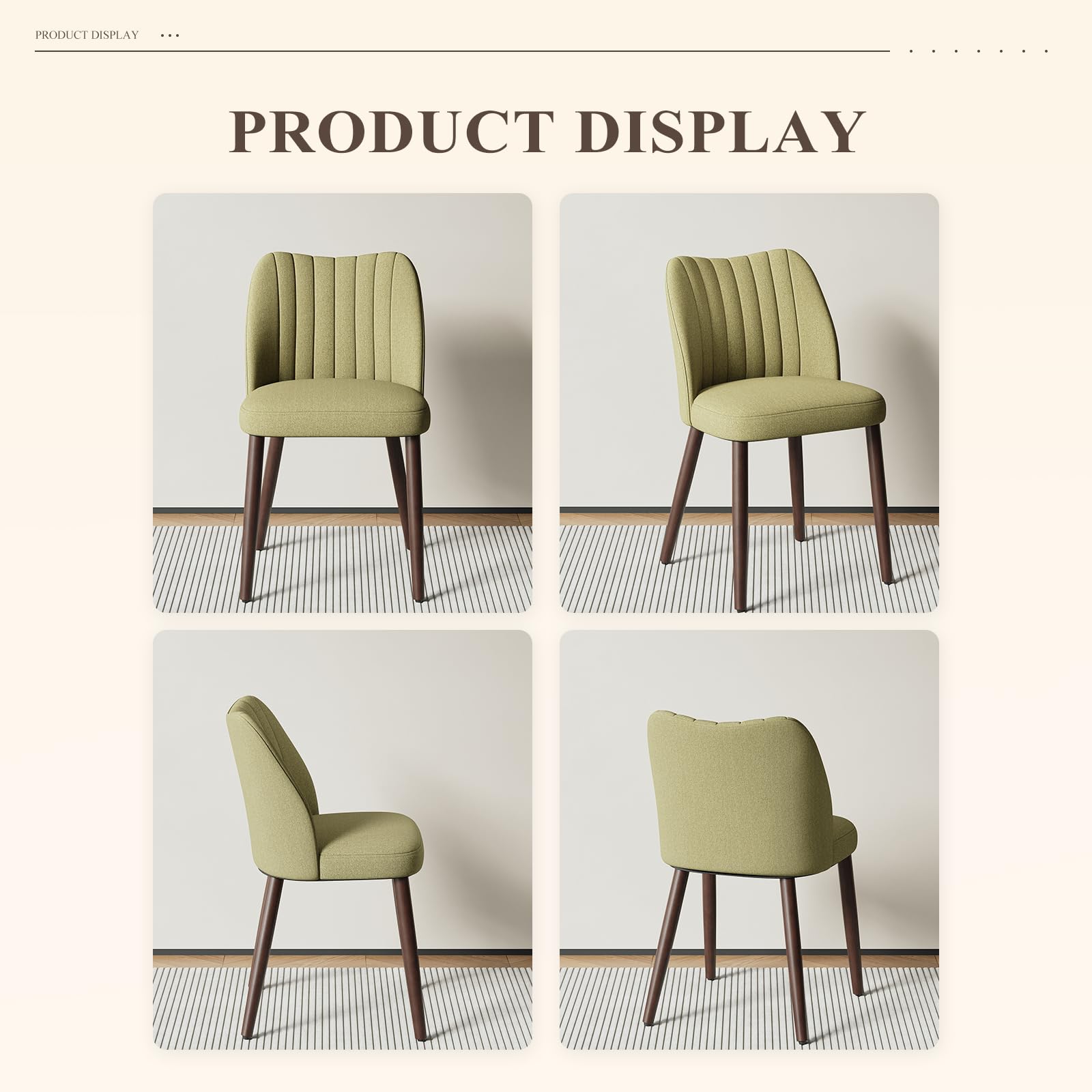 MALOL Upholstered Dining Chairs Set of 2, Fabric Chairs for Dining Room with Solid Wood Legs and Thick Seat Cushion