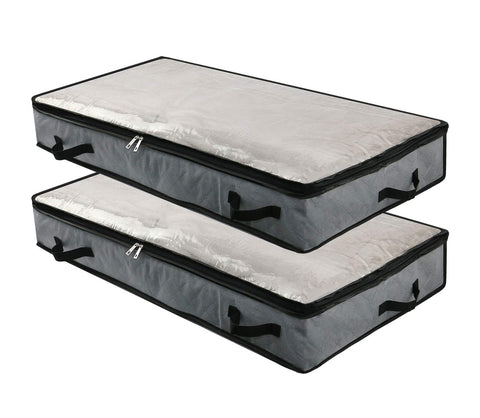 Omygarden 2pcs Soft Foldable Under Bed Storage Bags Blankets Clothes Comforters Storage Bags Organizer for Bedroom and Closet with Transparent Window