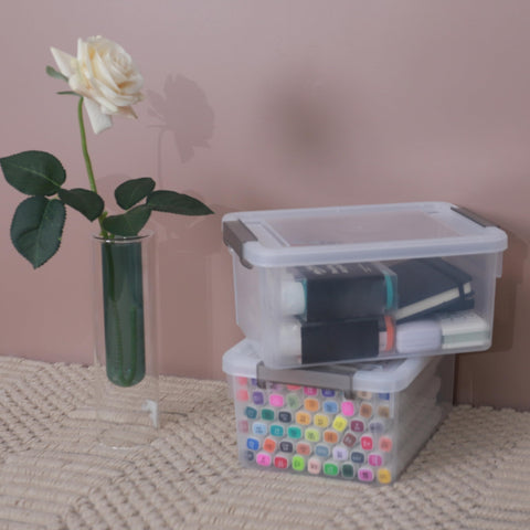 Citylife 6 Pack 3L Stackable Clear Plastic Storage Boxes with Handles