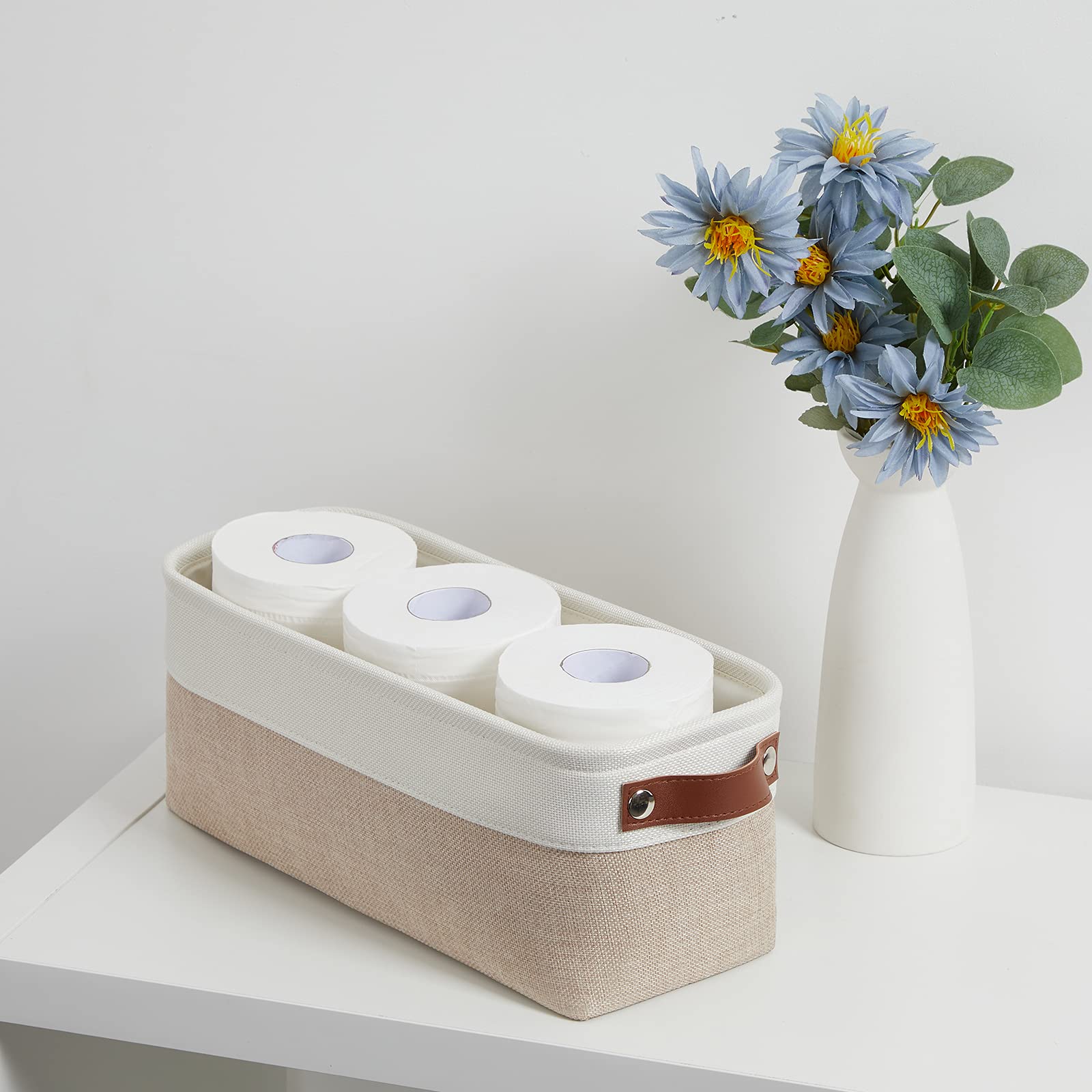 DULLEMELO 2-Pack Bathroom Baskets for Toilet, Small Storage Bins for Organizing Closets, Cabinets, Shelves