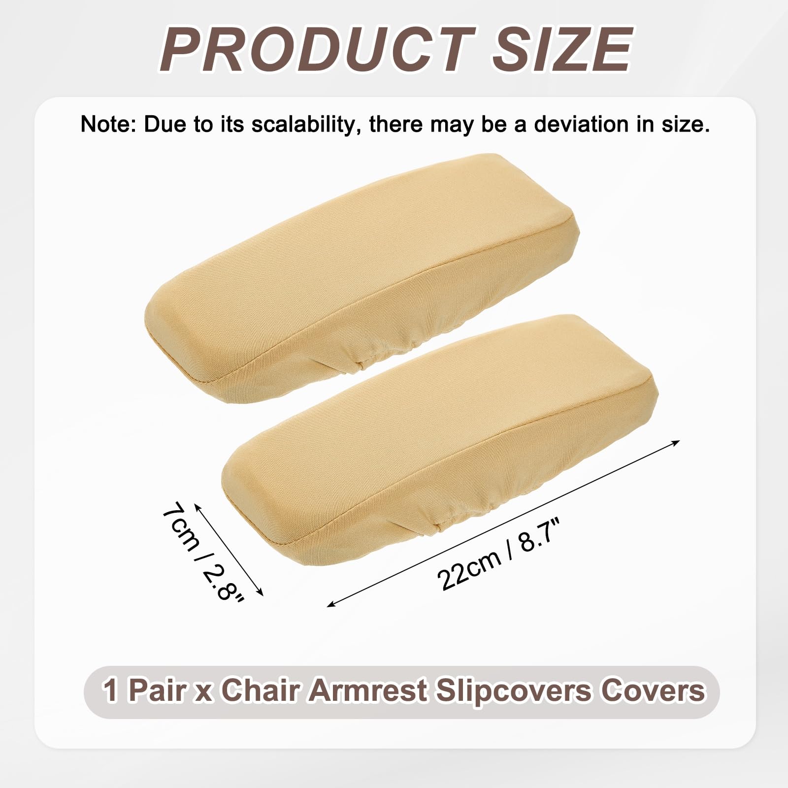 sourcing map Chair Armrest Slipcovers Covers, 22 x 7cm Polyester Removable Seat Hand Rest Protector for Office Chairs Desk Chair(Beige)