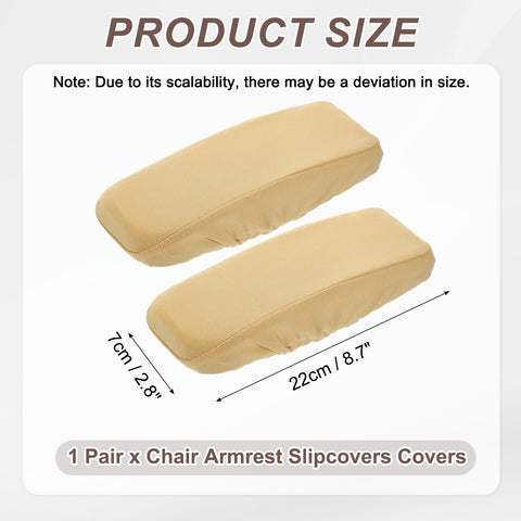 sourcing map Chair Armrest Slipcovers Covers, 22 x 7cm Polyester Removable Seat Hand Rest Protector for Office Chairs Desk Chair(Beige)