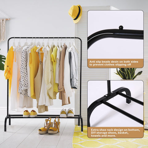 Metal Clothing Rack Garment Rack, Closet Rack Heavy Duty Hanging Racks for Clothes with Top Rod and Storage Bottom Shelf