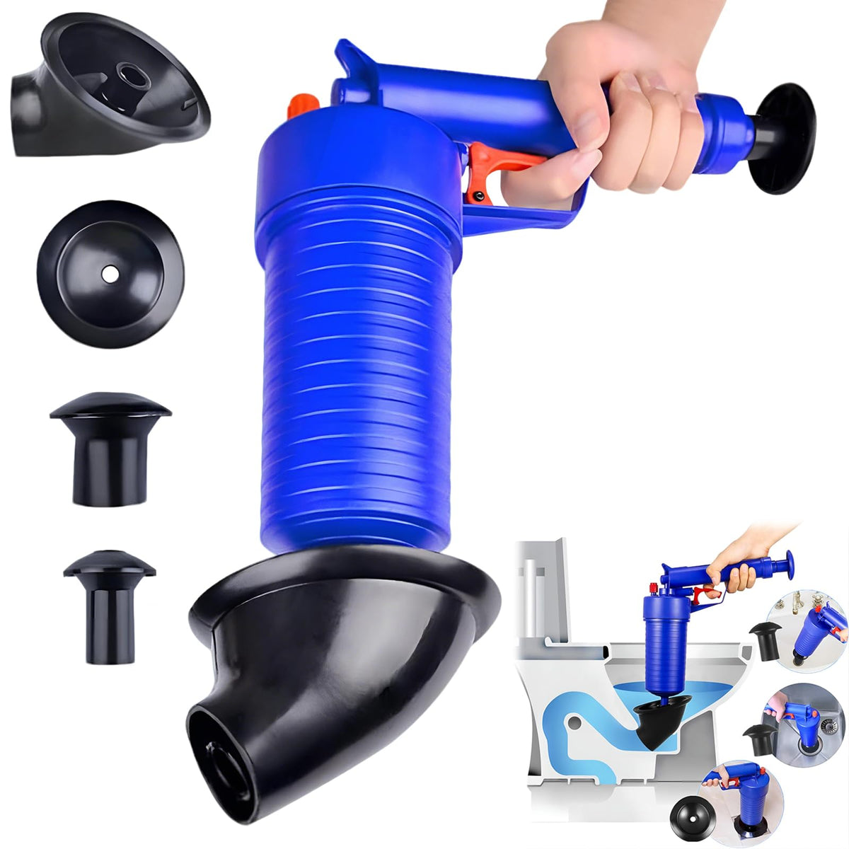 Trywise Toilet Plunger Sewer Dredge Tool, High Pressure Air Drain Pump Pipe Dredge Tools Drain Cleaning Tool Kitchen Bathtub Shower Sink Plunger（4