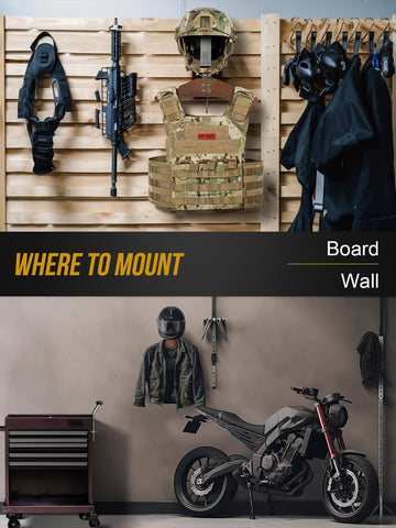 OneTigris Motorcycle Helmet Stand Wall Mount – Heavy-Duty Helmet & Jacket Hanger, Wall-Mounted Stand for Motorbike Gear & Tactical Equipment
