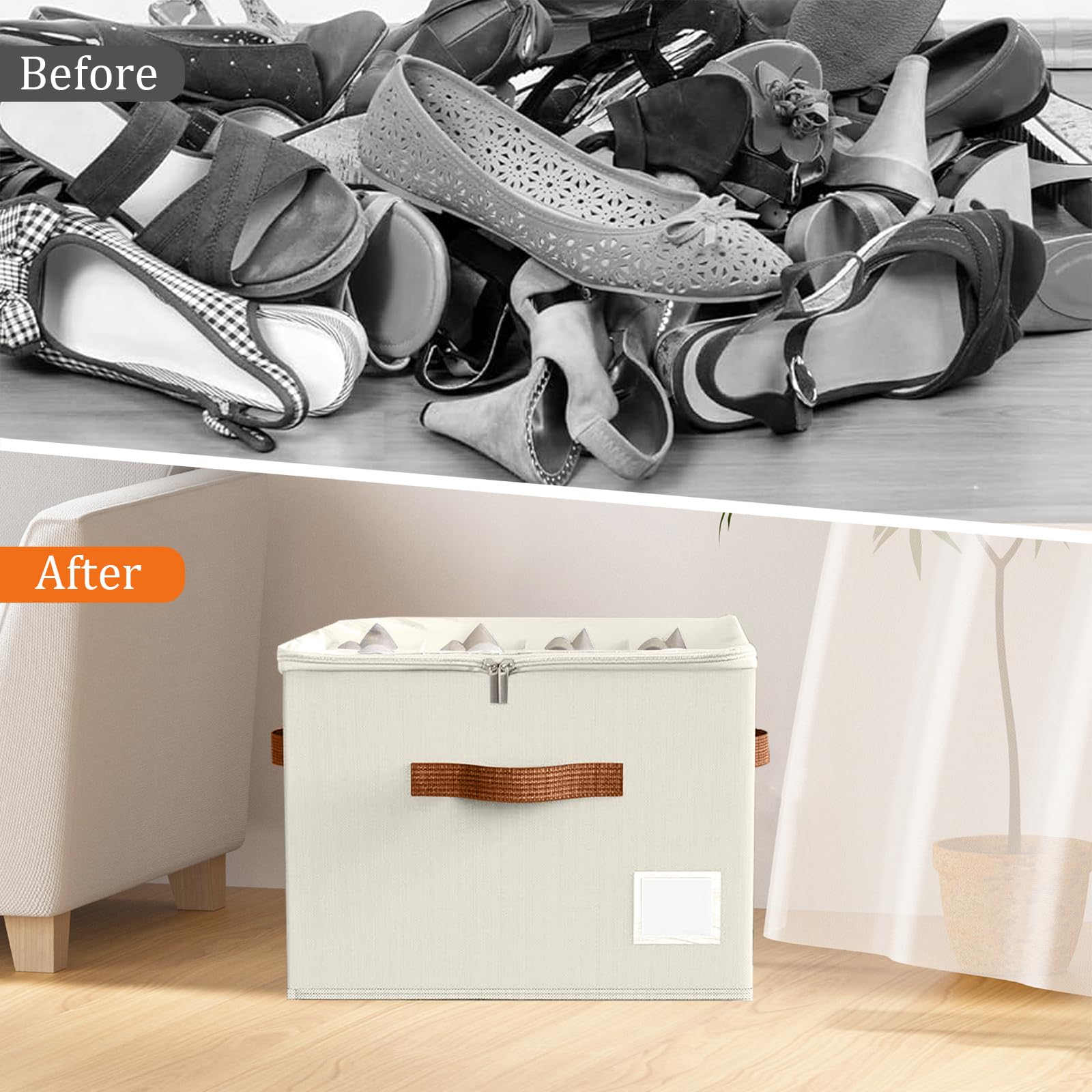 SYEXDZON Shoe Organiser, Foldable Shoe Storage Box for Closet