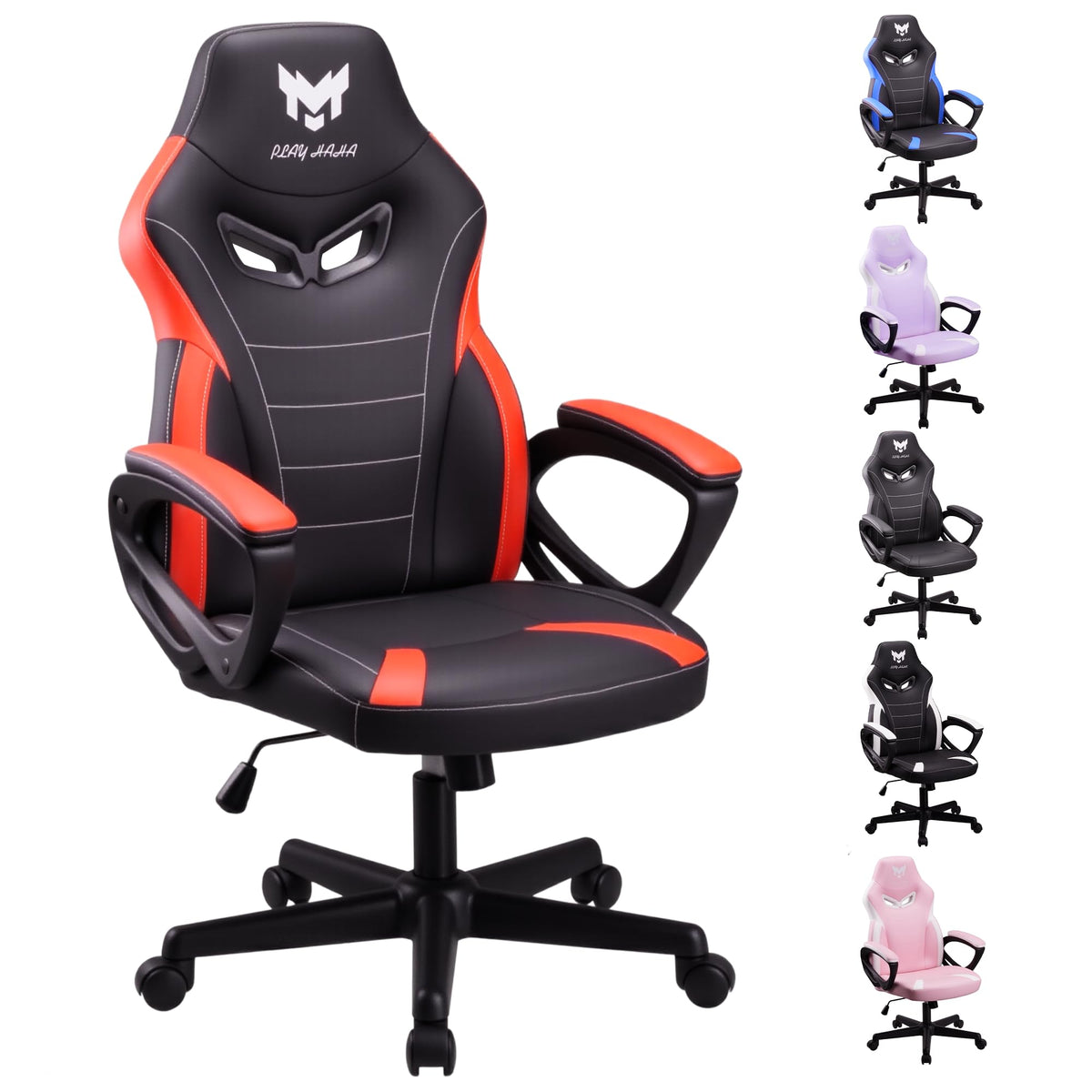 Play haha.Ergonomic high back seat with breathable mesh insert padded armrests tilt adjustment durable base lumbar support Faux leather surface for