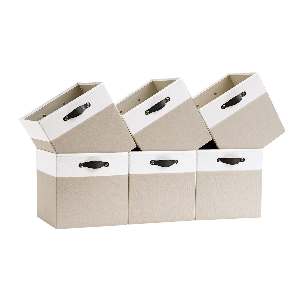 FABINADO Storage Cube | 260g/㎡ Ultra-Fine Linen Cubby Box for Shelf, Bookshelf, Closet, Wardrobe | 30cm Square Drawer Insert Basket | 6 Pack