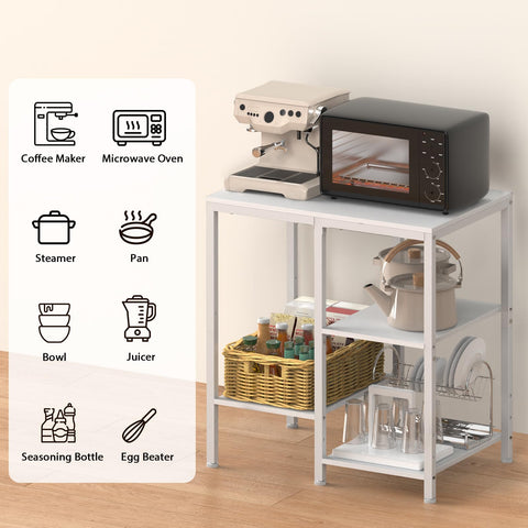 OGEMXU Kitchen Microwave Stand,4-Tier Adjustable Microwave Cart,White