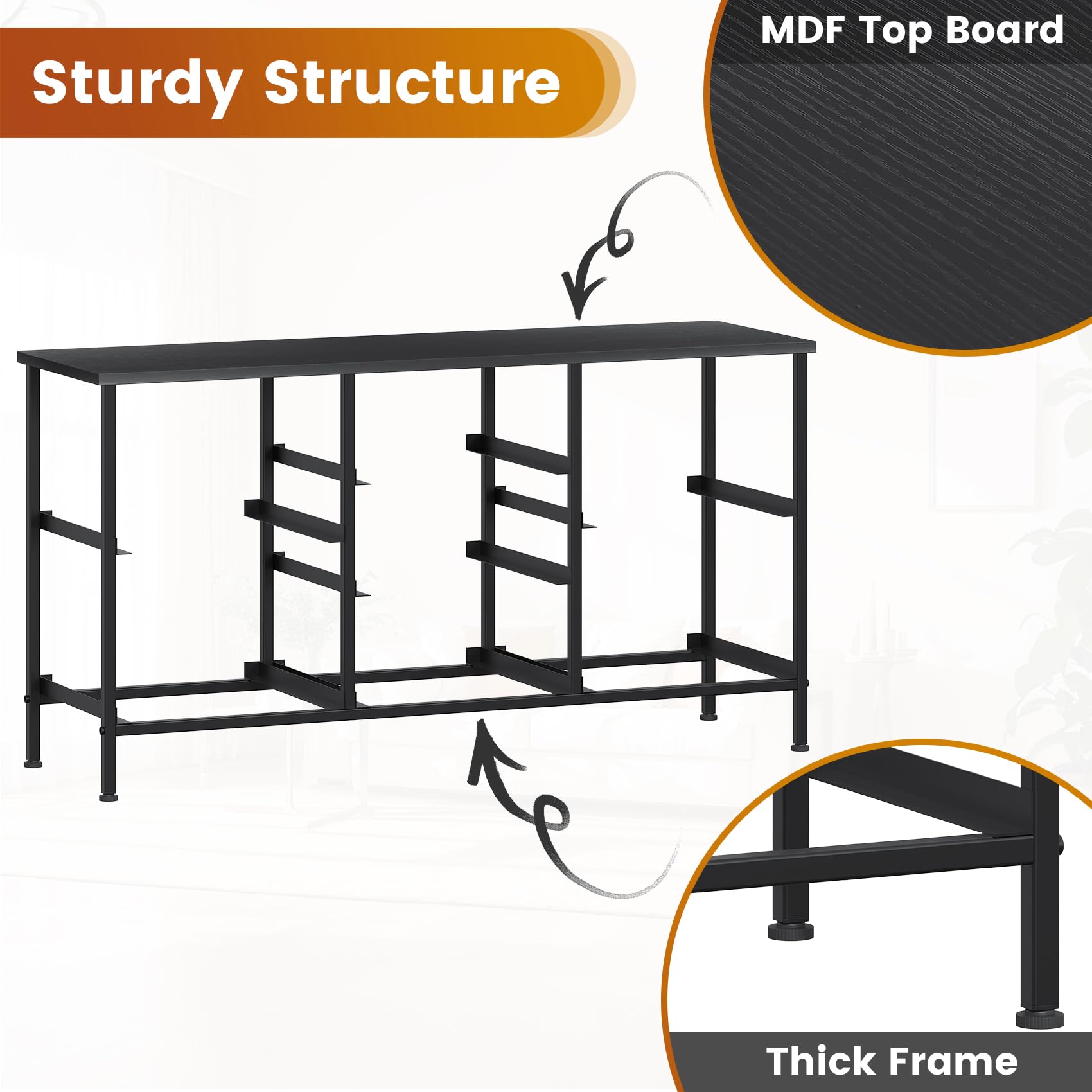 GoaHi Chest of Drawers, Small Dressers with Metal Frame and MDF Wooden Top Board, Adjustable Feet, Anti-Tip Safety
