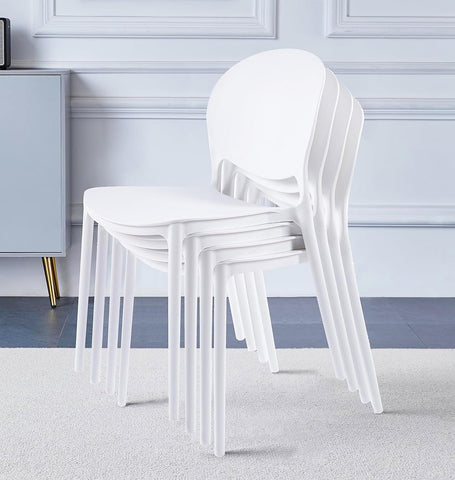 Hallowood Furniture Stoker Plastic Stackable Dining Chairs Set of 4, White