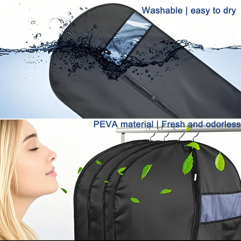 YMWALK 2-Pack Breathable Garment Bags, Long Suit Covers, Dustproof and Waterproof Storage with Zipper, Ideal for Suit, Coat, and Dress Protection