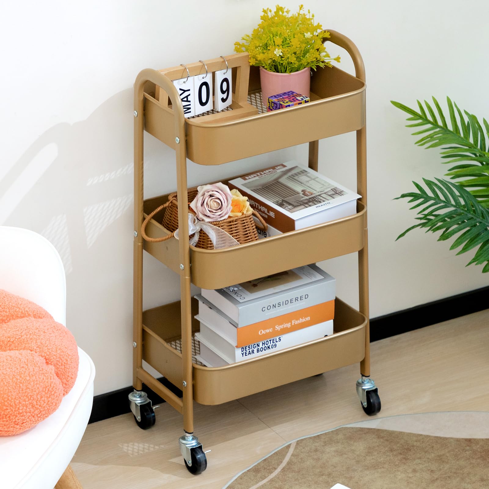 DOEWORKS Storage Trolley on Wheels Kitchen Trolley Metal Craft Trolleys